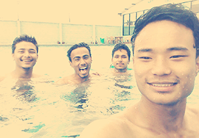 Swimming with friends